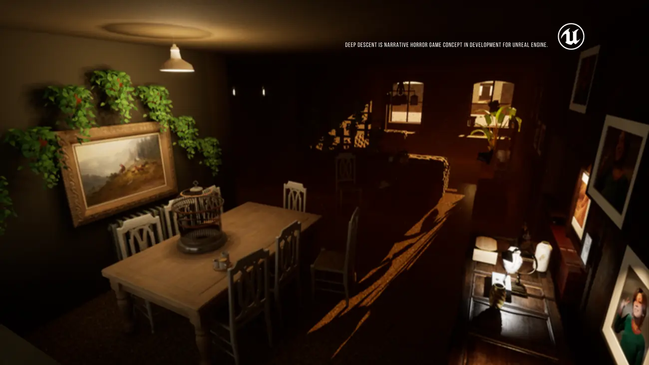 Comedor a media luz hecho en Unreal Engine