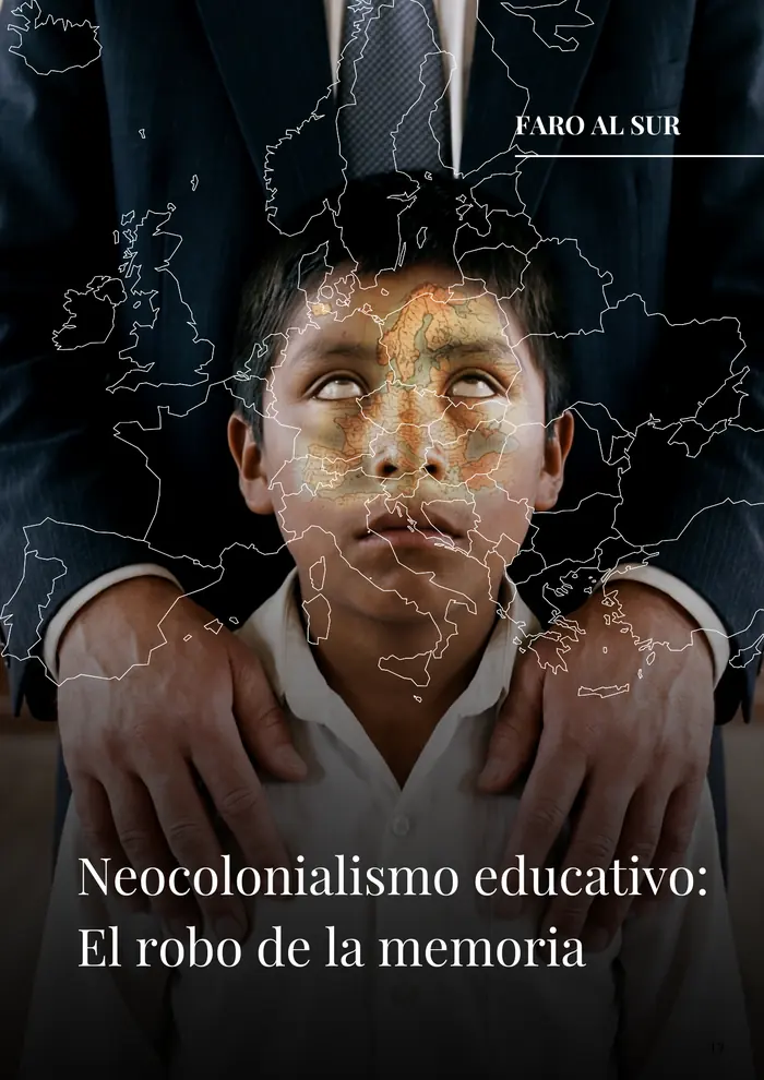 Página Neocolonialismo educativo: el robo de la memoria, con el retrato de un niño