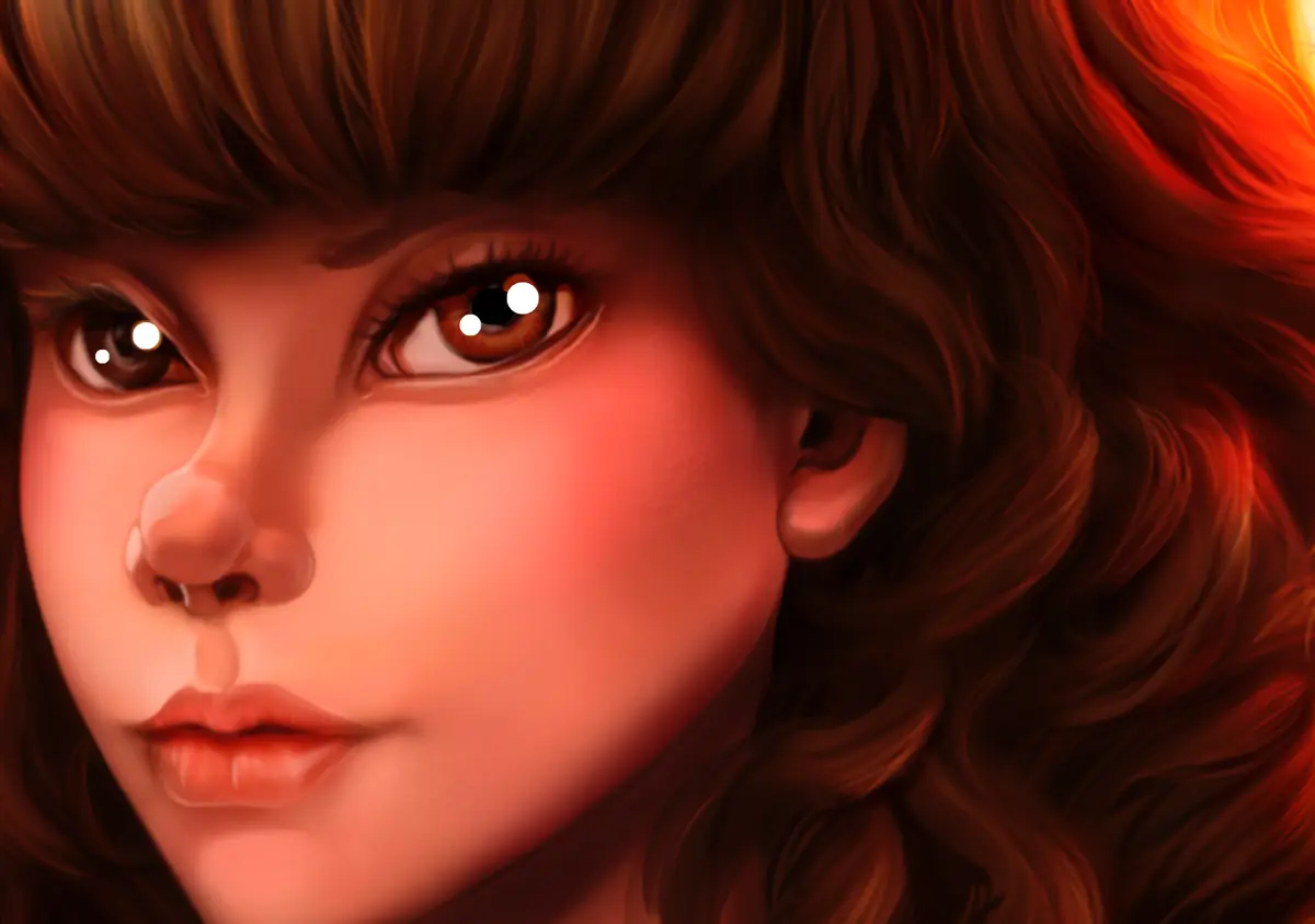 Retrato pintado de una chica pelirroja