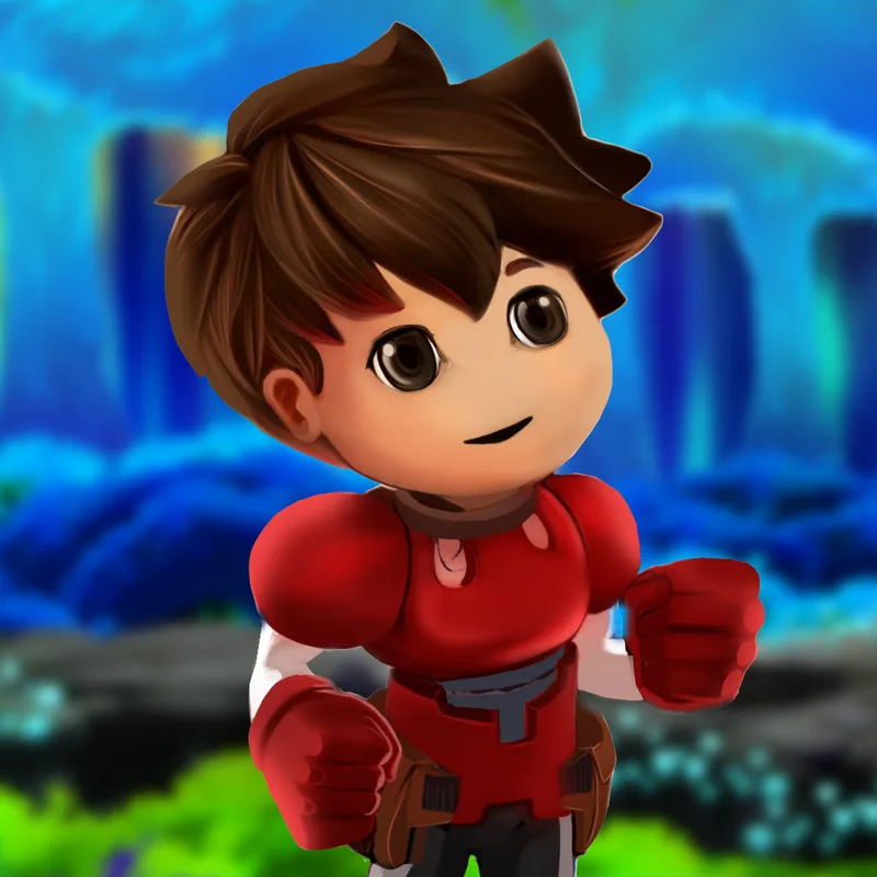El protagonista de Picto Planet con armadura roja